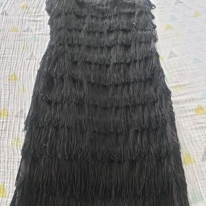 vintage Lew Magram  black fringe flapper dress